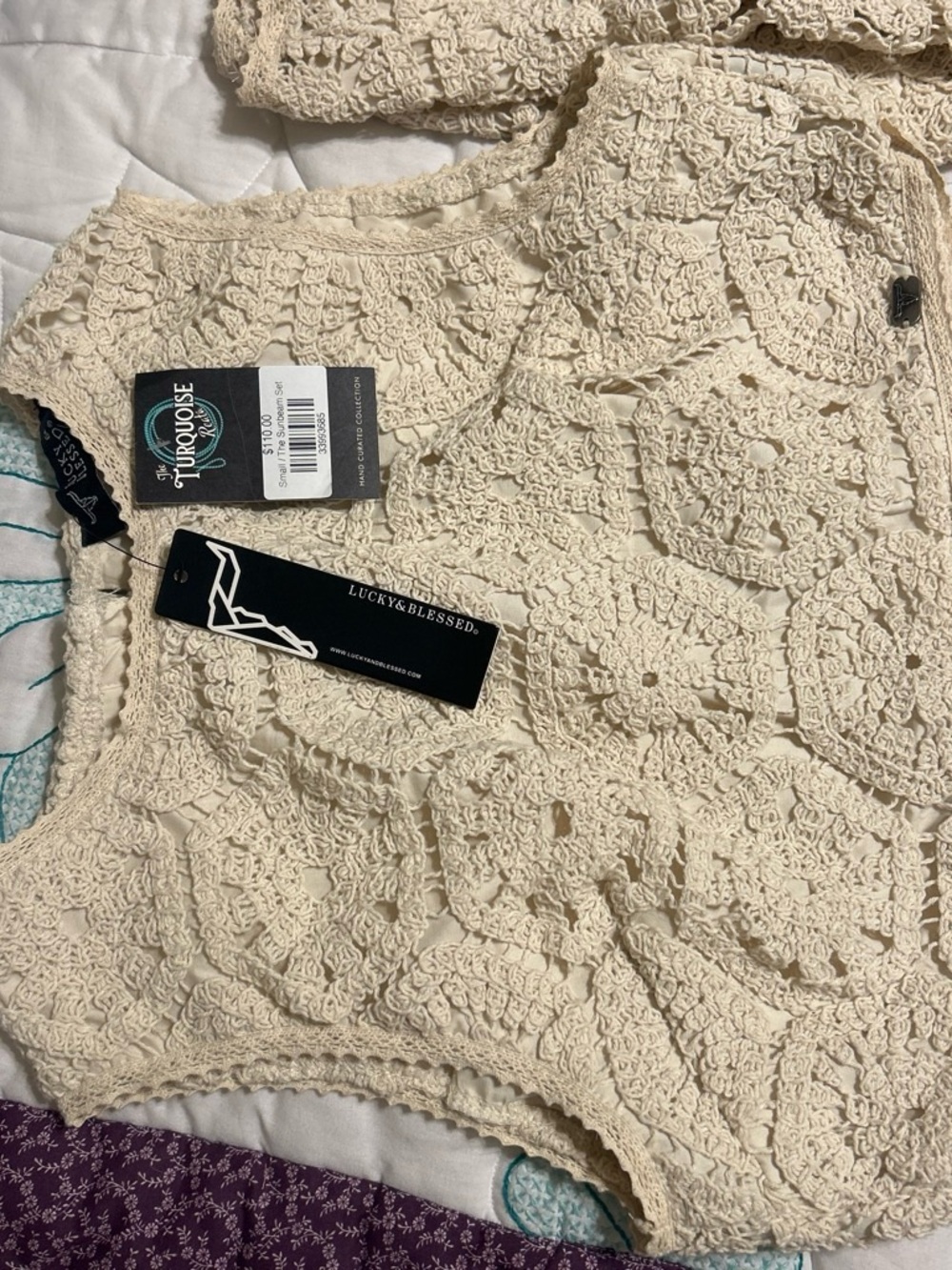 Lucky & Blessed Cream Crochet Knit Tank Top